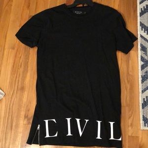 Black civil regime t shirt with zipper sides large